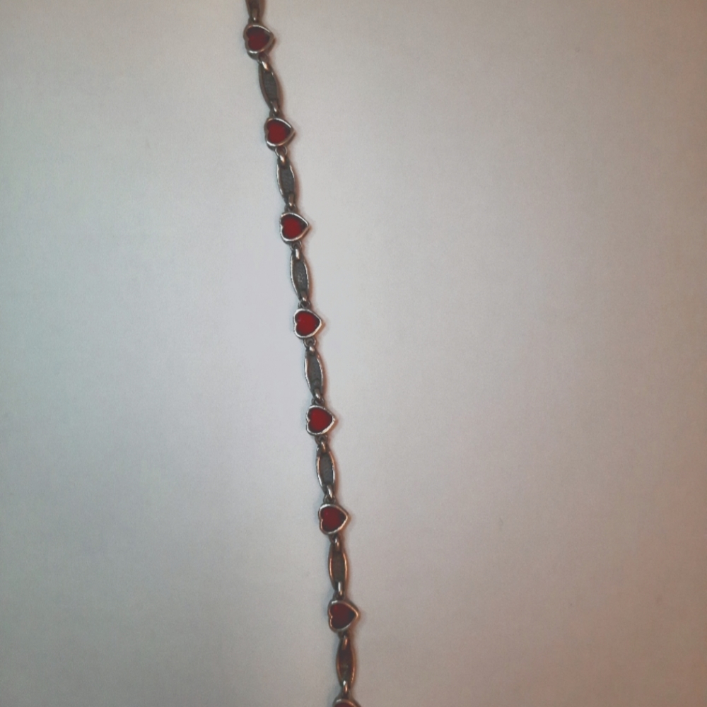 Vintage Sterling Silver Marcasite Heart Bracelet